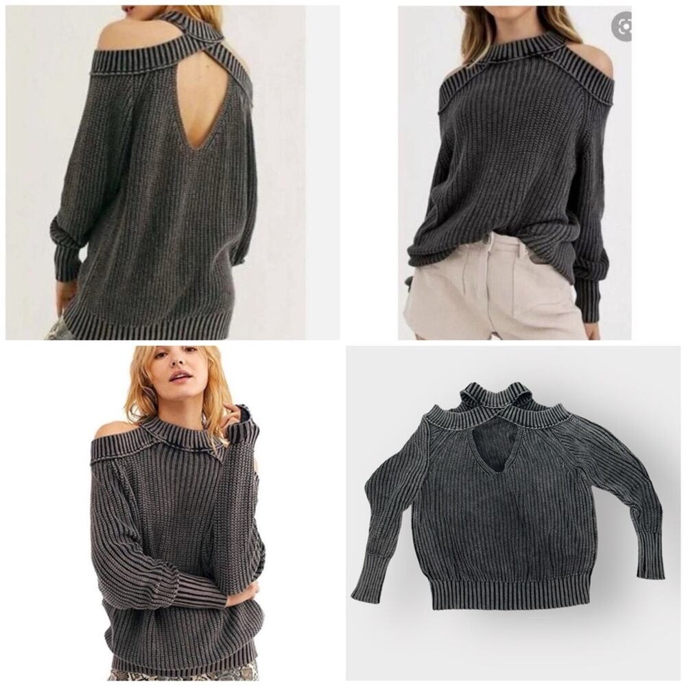 Free People Half Moon Bay pullover cold shoulder sweater